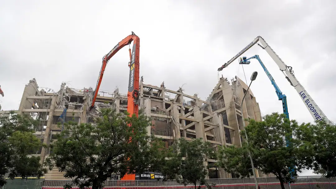 Cranes tear down Camp Nou as renovation begins for the famed Barca stadium