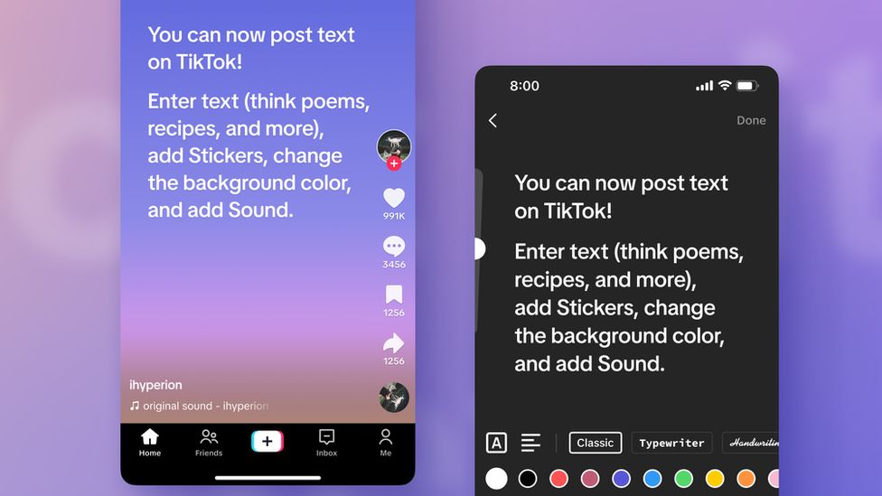 Text-only posts feature added to TikTok