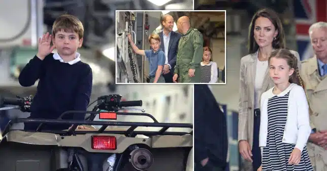 Prince Louis waves to audience as family visits RAF Fairford