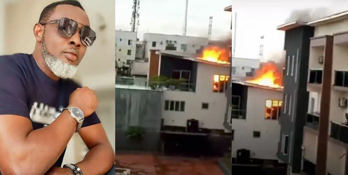 AY Makun reacts as fire destroys his mansion