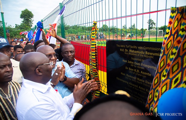 New Abirem District receives Astro-turf from Ghana Gas
