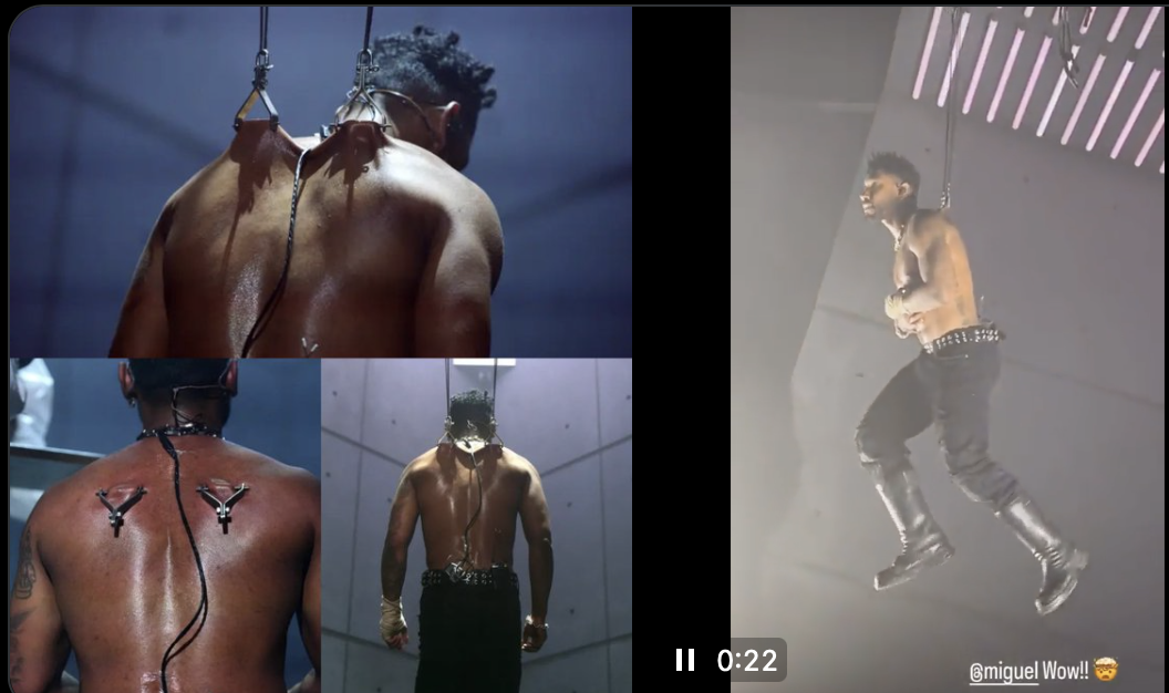 VIDEO: How American musician performed mid-air with metal hooks in his back!