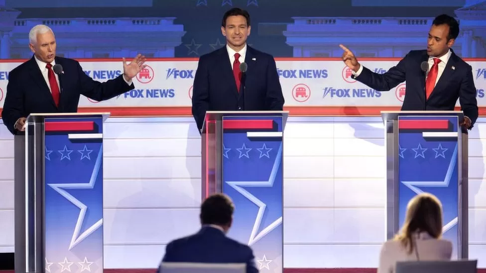 Republican debate: Candidates battle off against one another in debate without Trump