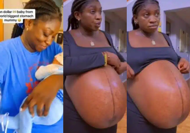 Woman with big bump delivers single baby