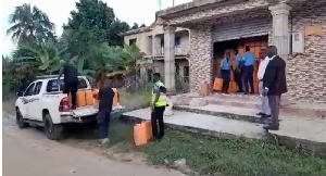 Cooking oil mixed with water, packets of sugar filled with sand found in warehouse by Suhum police
