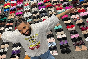 Drake displays pictures of bras thrown at him during his concerts