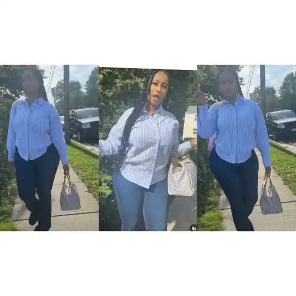 Online users ridicule Hajia4Reall for hiding her ankle monitor with clothing