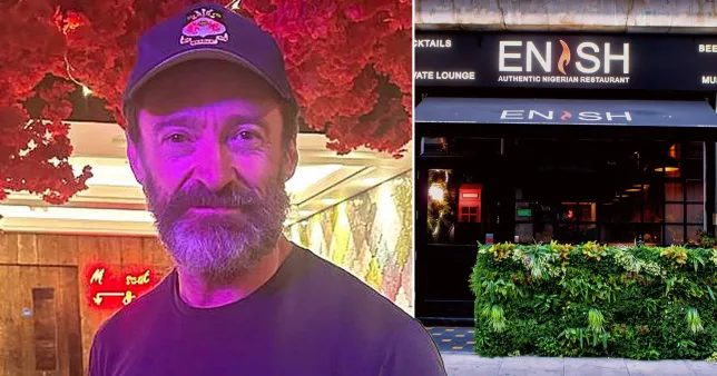 Hugh Jackman eats substantial food at Nigerian eatery in London