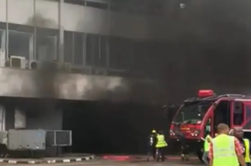 Lagos airport catches fire