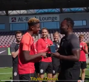 See how Essien presented the Danish Superliga Young Player of the Month award to Ibrahim Osman