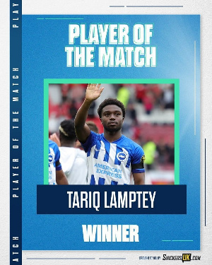 Tariq Lamptey earns the MOTM award in Brighton-Hove Albion’s triumph against Man Utd