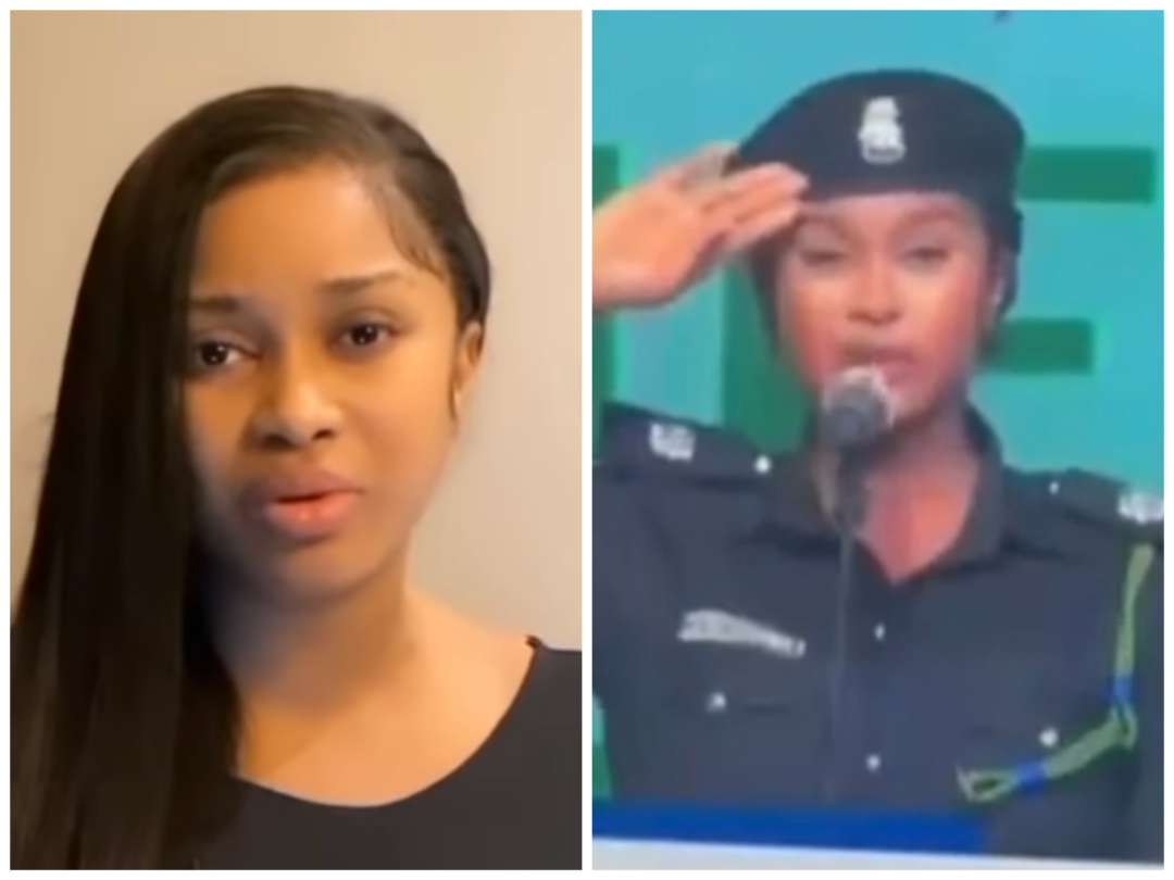 Famous Nigerian actresses poses as Police officer, messes national anthem