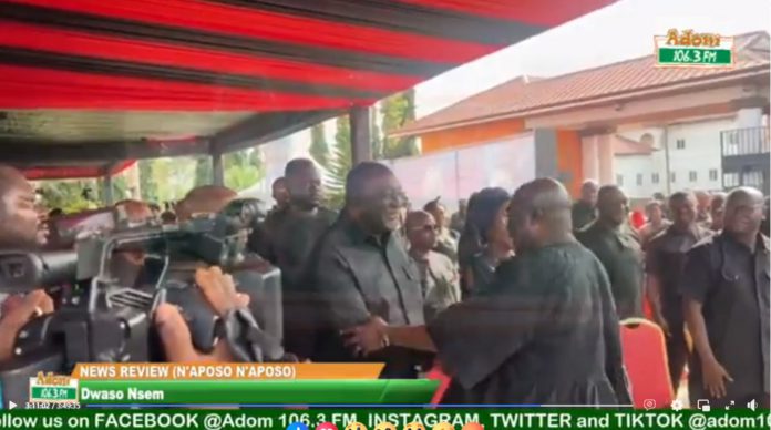 VIDEO: Alan and Bawumia spotted exchanging pleasantries at Theresa Kufuor’s one-week observation