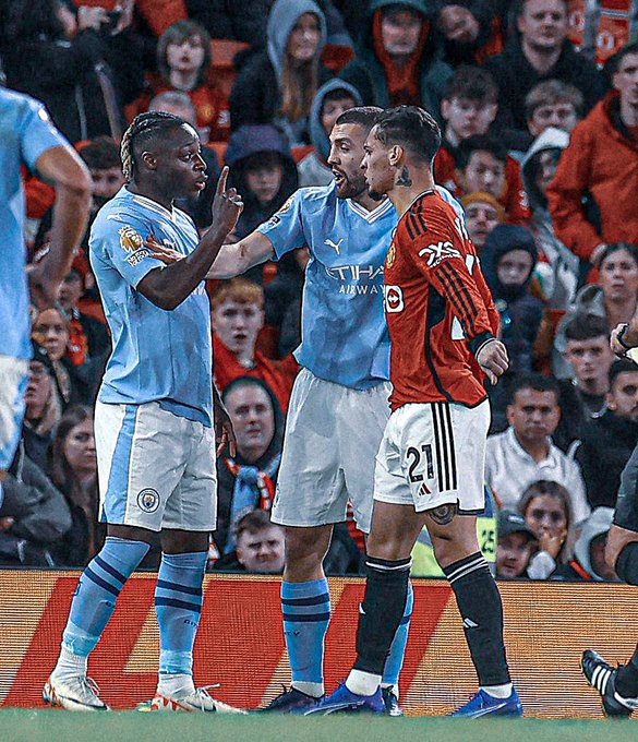 Jeremy Doku appear to jab Man Utd’s Antony after cryptic ‘stay calm’ tweet following derby clash