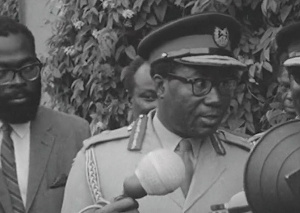 Video footage of General Ankrah’s arrival at a radio station to declare Nkrumah’s ousting in 1966