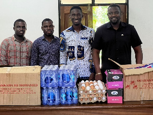 John Dumelo provides relief items to tertiary students affected by Akosombo Dam Spillage