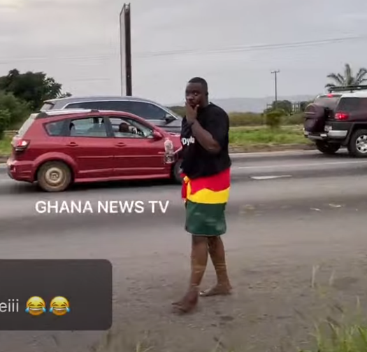 VIDEO: John Dumelo walks backward and barefooted from Legon to Presec