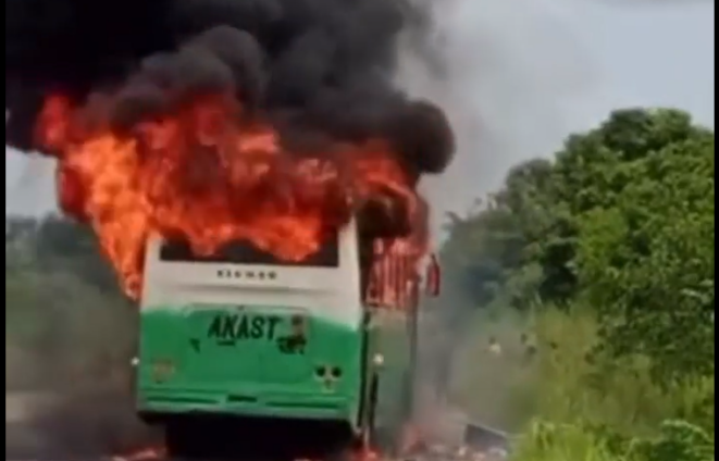 Akatsi Agbedrafor Junction: School bus transporting student-athletes catches fire