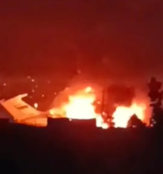 Russian military aircraft carrying unknown load erupts in tremendous flame