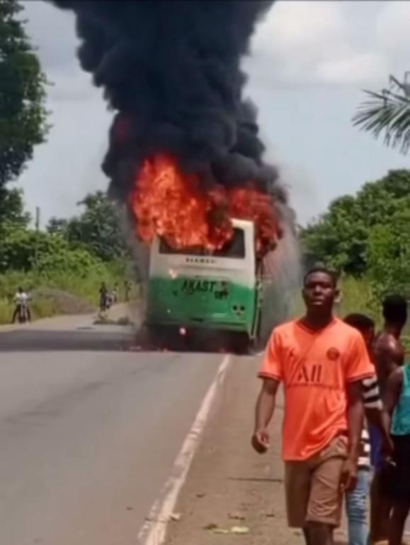 Akatsi Agbedrafor: School bus catches fire in the Volta region