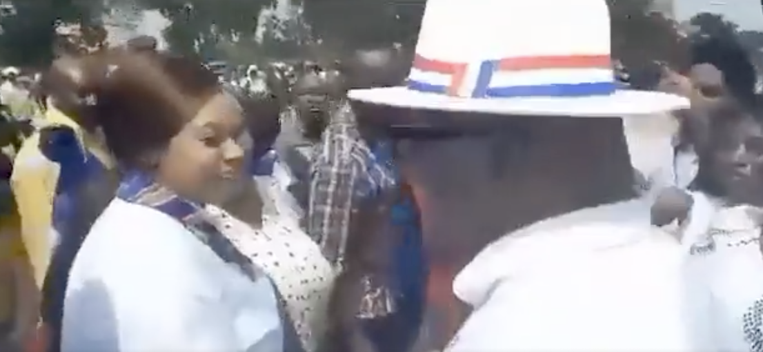 NPP Primaries: Sarah Adwoa Safo (MP) and Mike Oquaye Jnr share a warm hug after voting