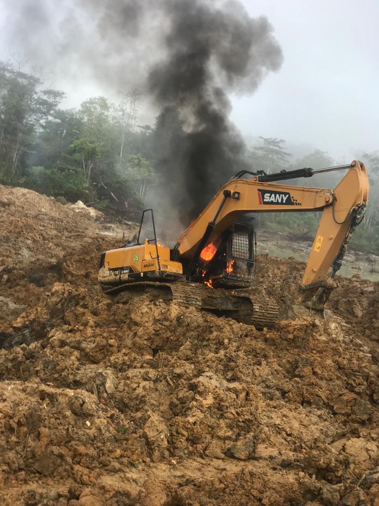 10 arrested as Forestry Commission destroys 2 excavators at Anwiaso East Forest Reserve