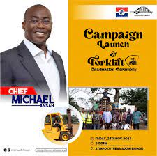 CEO of GIADEC kicks off his parliamentary bid; sees  graduation of 120 forklift operators