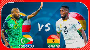 Comoros takes the lead against Ghana with a score of 1 in the first half