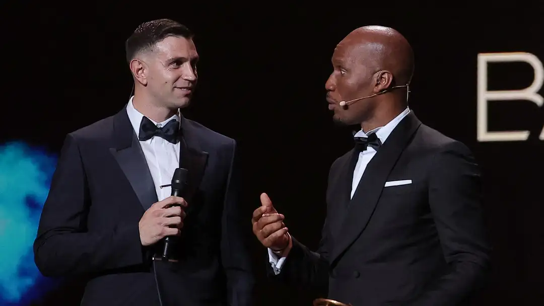 Ballon d’Or: Drogba silences Emi Martinez hecklers during keeper’s speech after he won Yashin Trophy