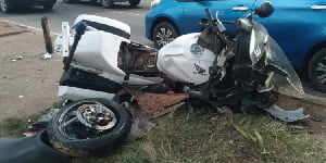 Police dispatch rider in severe crash in Kumasi while accompanying VIPs