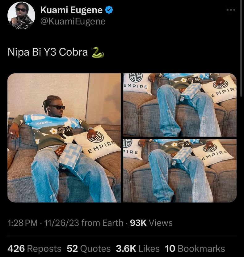 Kuami Eugene drops subtle jab after house help expose interview