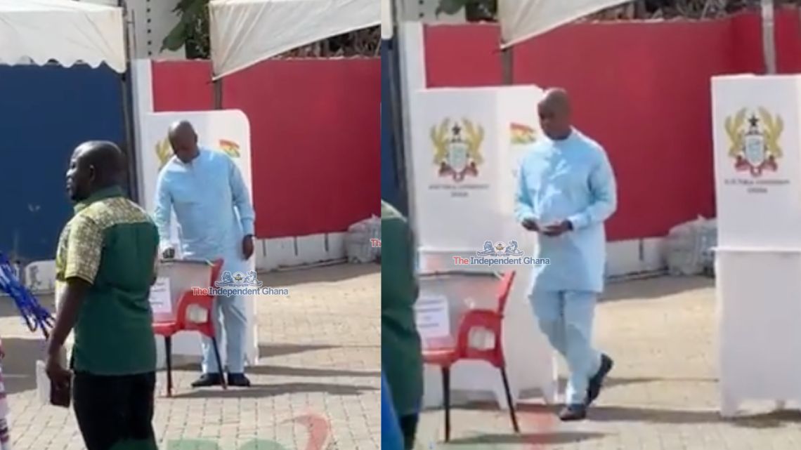 NPP National Chairman, Stephen Ayensu Ntim casts his vote in the NPP Primaries