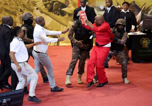 Malema and other MPs suspended by South Africa parliament for a month