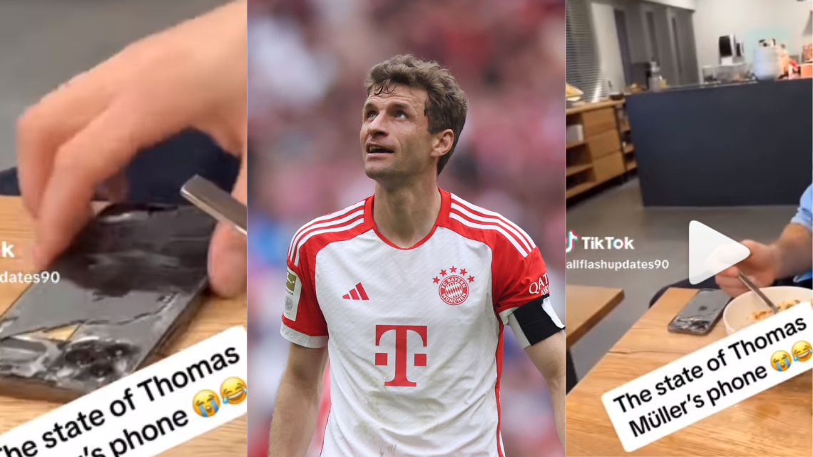 Bayern Munich’s Thomas Muller leaves iPhone in an unrecognizable state