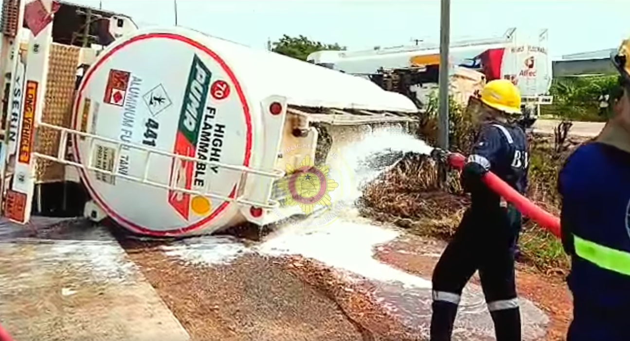 Video: GNFS manages fuel spillage incident on Accra-Tema Motorway