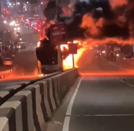 STC bus catches fire at Asafo