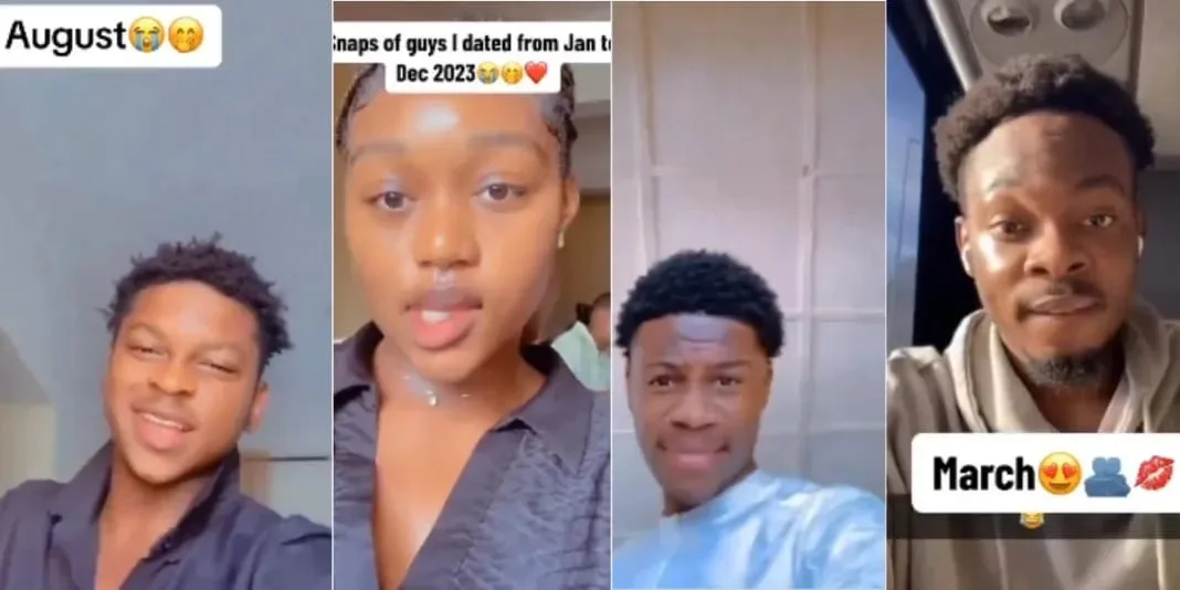 Young lady reveals all the boys she dated in 2023