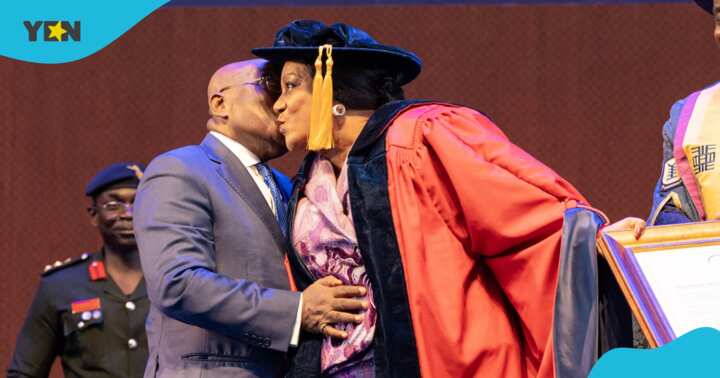 Akufo-Addo ‘romances’ with his wife, Rebecca, as she receives honorary doctorate from UPSA
