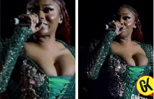 Sefa’s boobs almost dropping during performance at Stonebwoy’s Bhim Concert