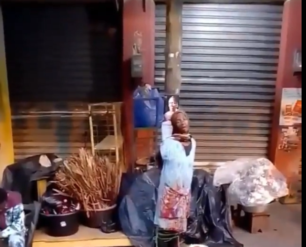 Woman allegedly caught stealing tied to electricity pole in Bantama market