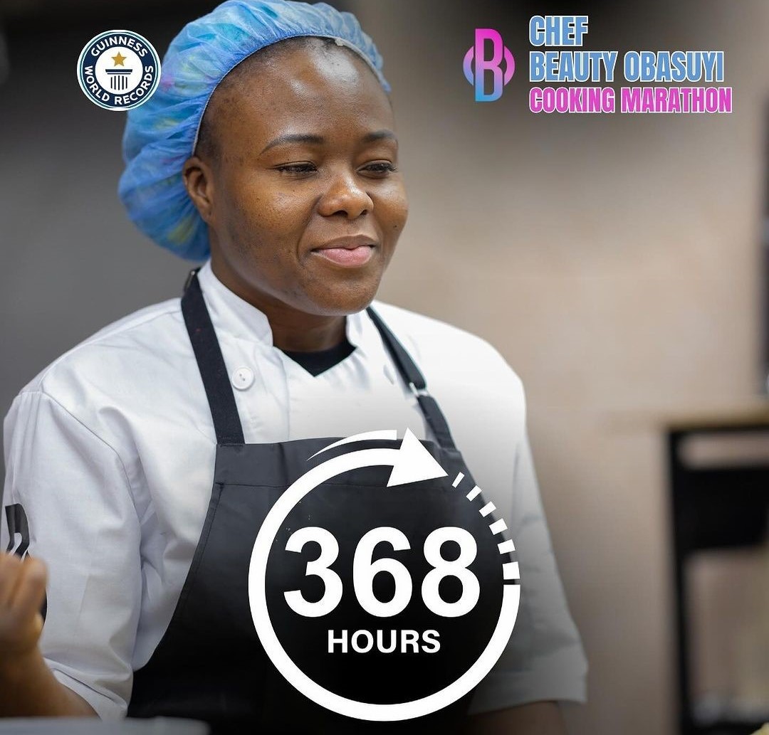 Nigerian-Canadian Chef Beauty surpasses 368 hours in quest to set new GWR for longest cooking marathon