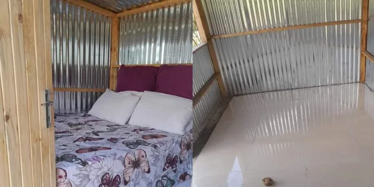 Innovative Nigerian woman showcases well-furnished zinc-built home, ignites online debate
