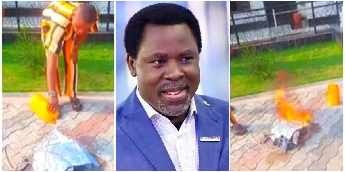 Angry man burns GOTV decoder after Multichoice axed TB Joshua’s channel off their platform