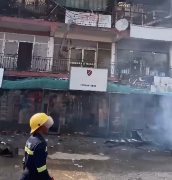 Roof collapse, trap fire officers dousing fire in West Legon, Wednesday evening