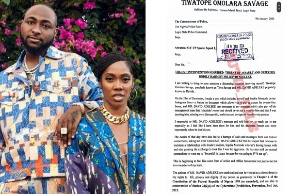 Hold Davido responsible if anything happens to me – Tiwa Savage reports to police