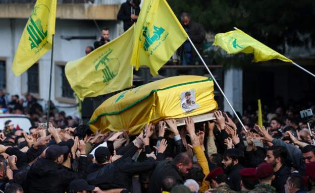 Prayers chanted by mourners for deceased Hezbollah commander