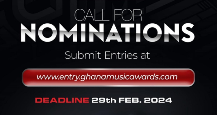 25th Ghana Music Awards nominations opened