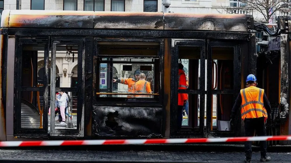 Man accused of igniting tram during rioting in Dublin