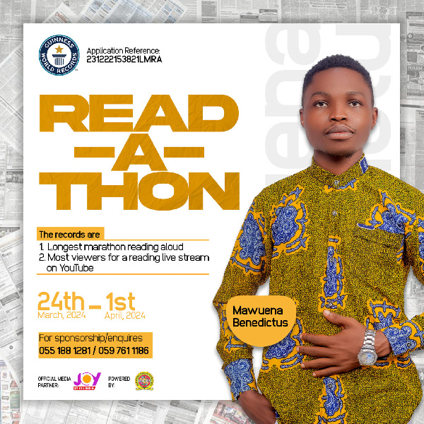 English Teacher, Mawuena Benedictus, sets sights on Guinness World Record for the longest reading marathon