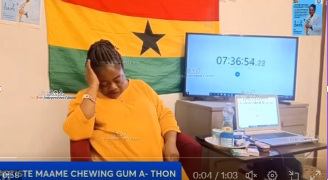 Gum-a-Thon: Ghanaian woman falls asleep during GWR attempt (video)